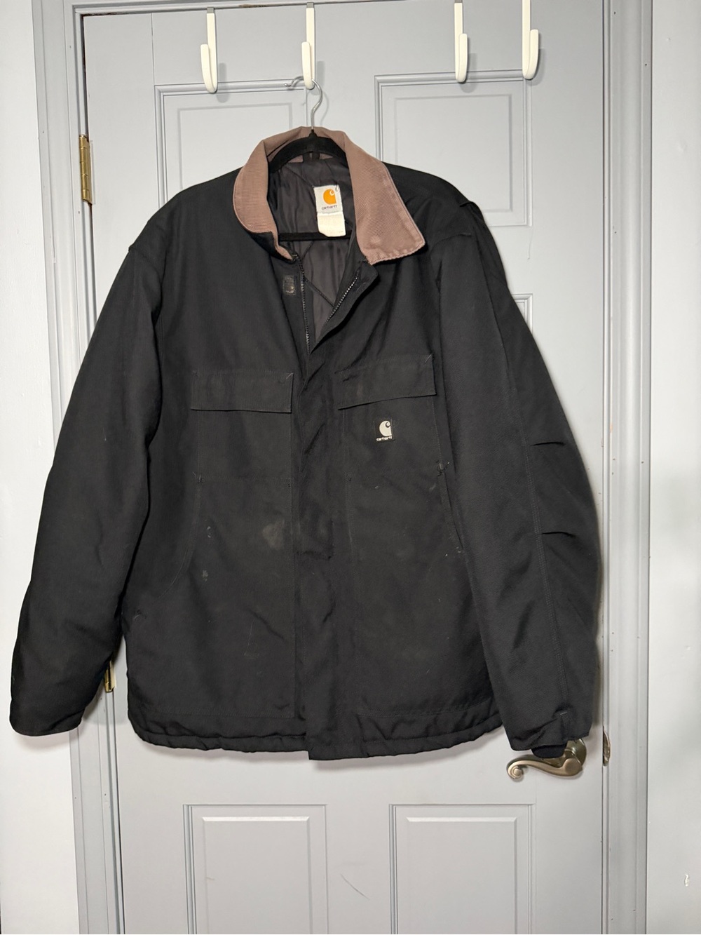 Carhartt c55 BLK Yukon Black Work Jacket with Brown Collar